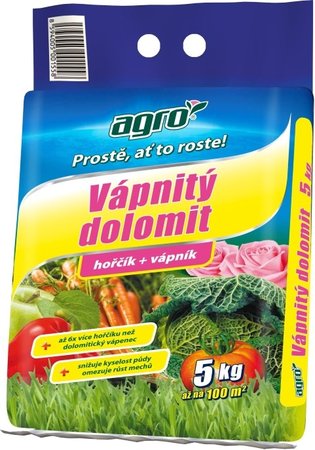 AGRO - v�pnit� dolomit - ho���k + v�pn�k 5 kg
